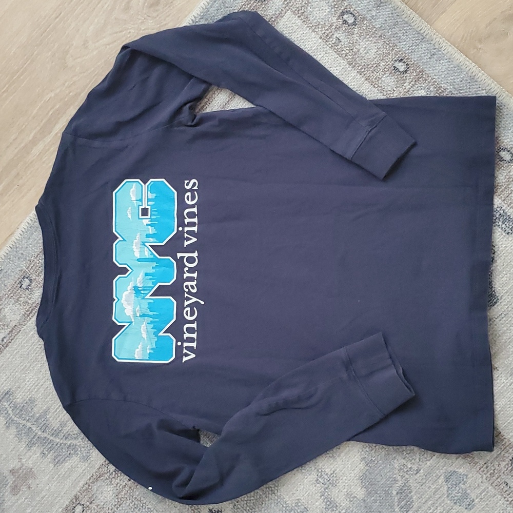 Vineyard Vines Boys Blue NYC Long Sleeve Shirt Top SzM (12-14)